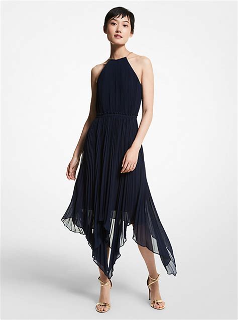 georgette pleated halter dress michael kors|Georgette Pleated Halter Dress .